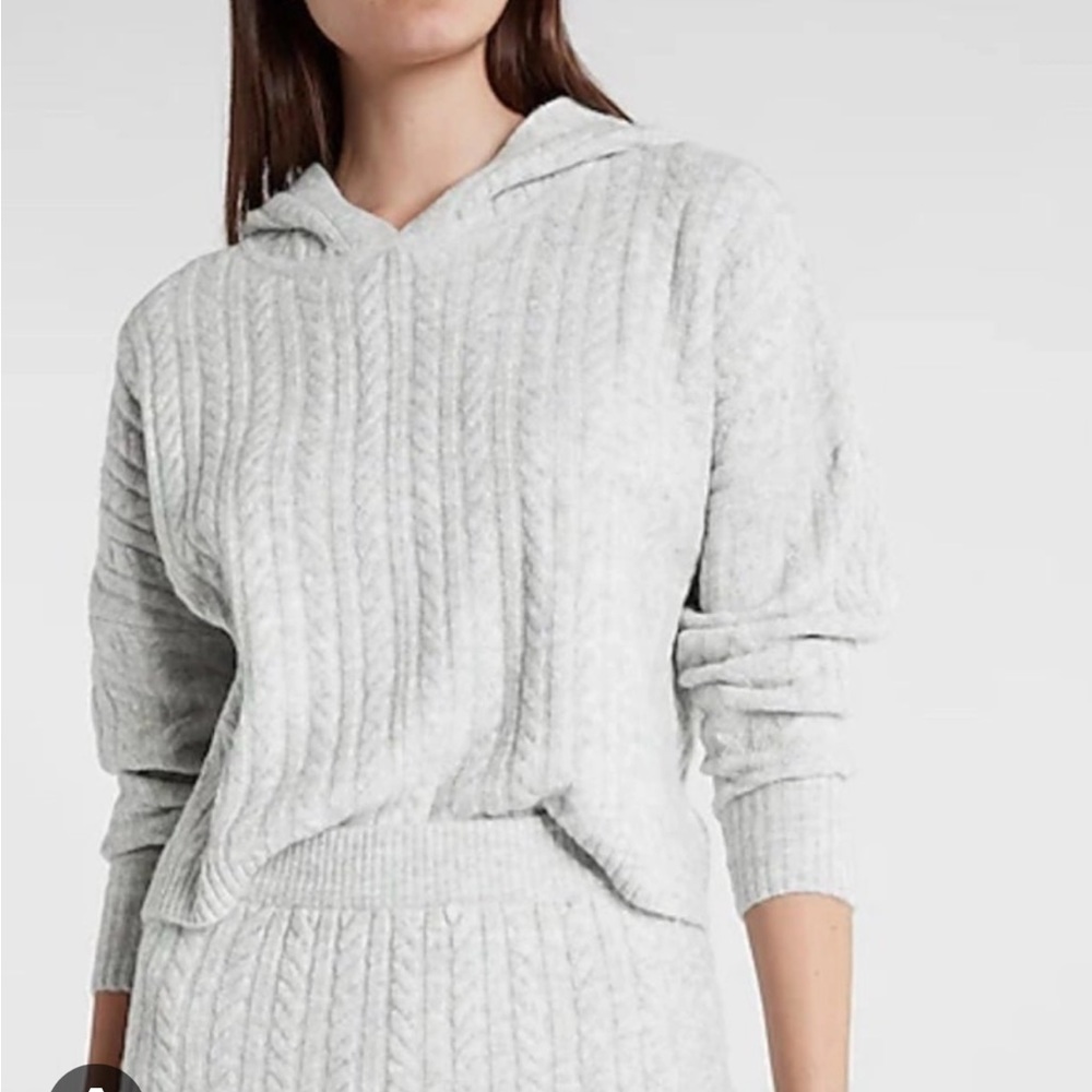 Express Cable Knit Hooded Sweater - M